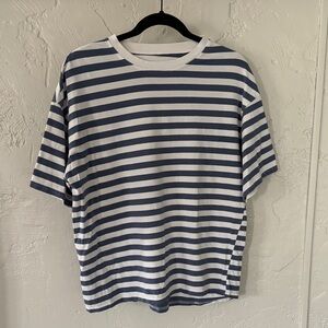 Oversized Striped Blue & White Tee